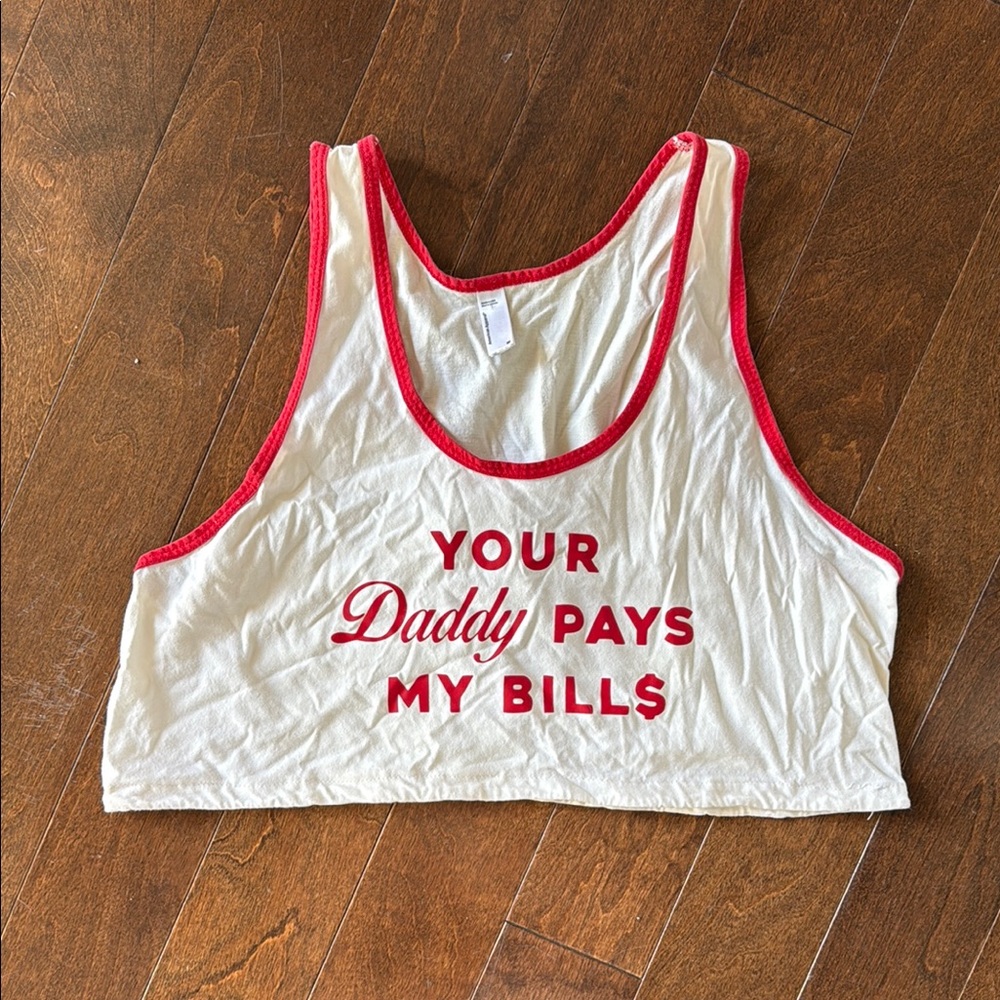 White and Red Graphic Tank Top SIZE M